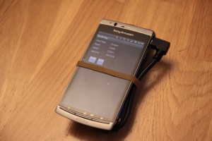 Xperia Arc med RAAM-applikasjonen i gang